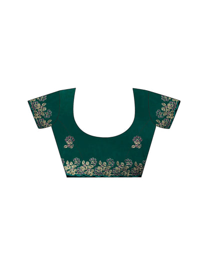Teal Green Tissue Silk Sequence Embroidery Saree