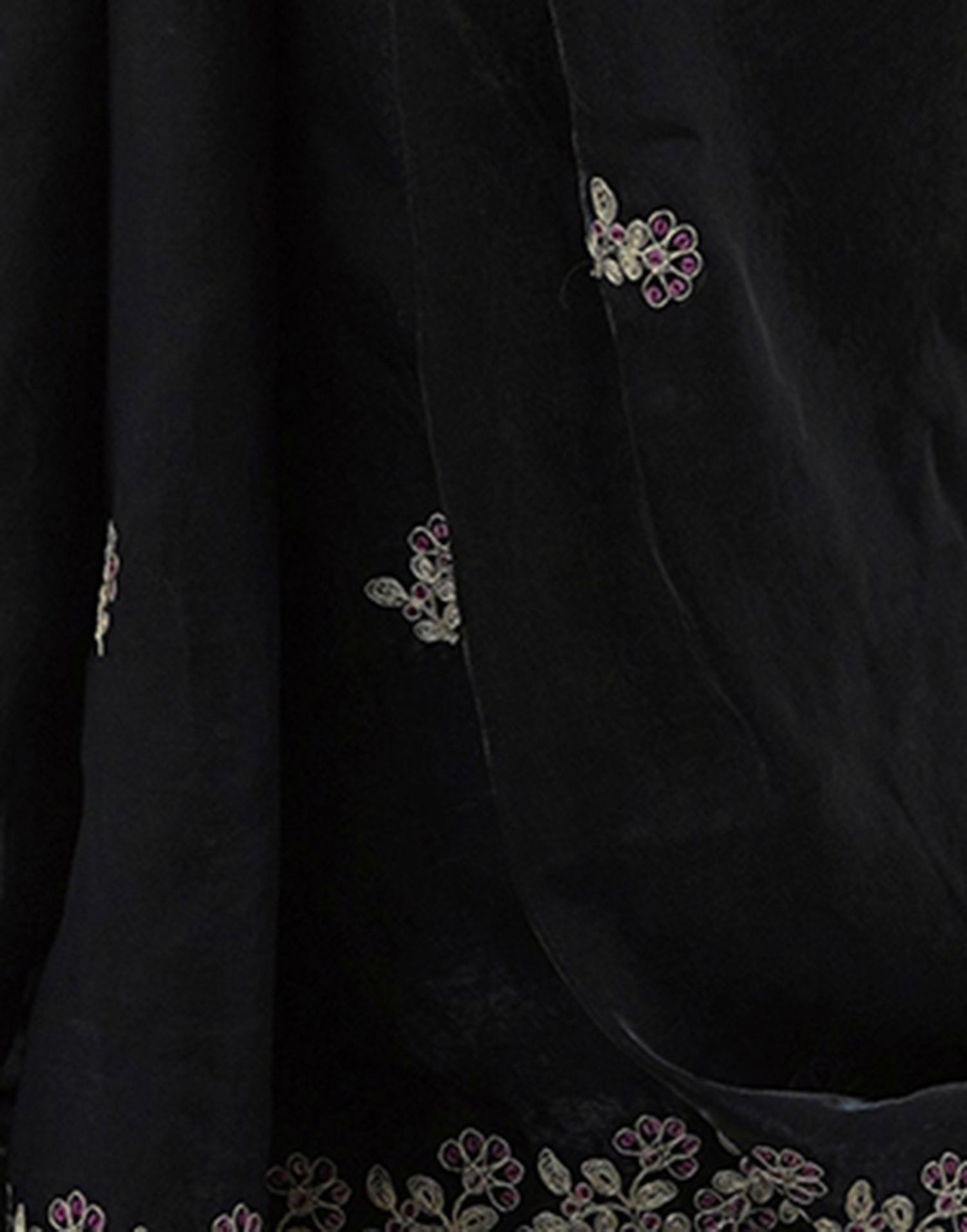 Black Tissue Silk Sequence Embroidery Saree
