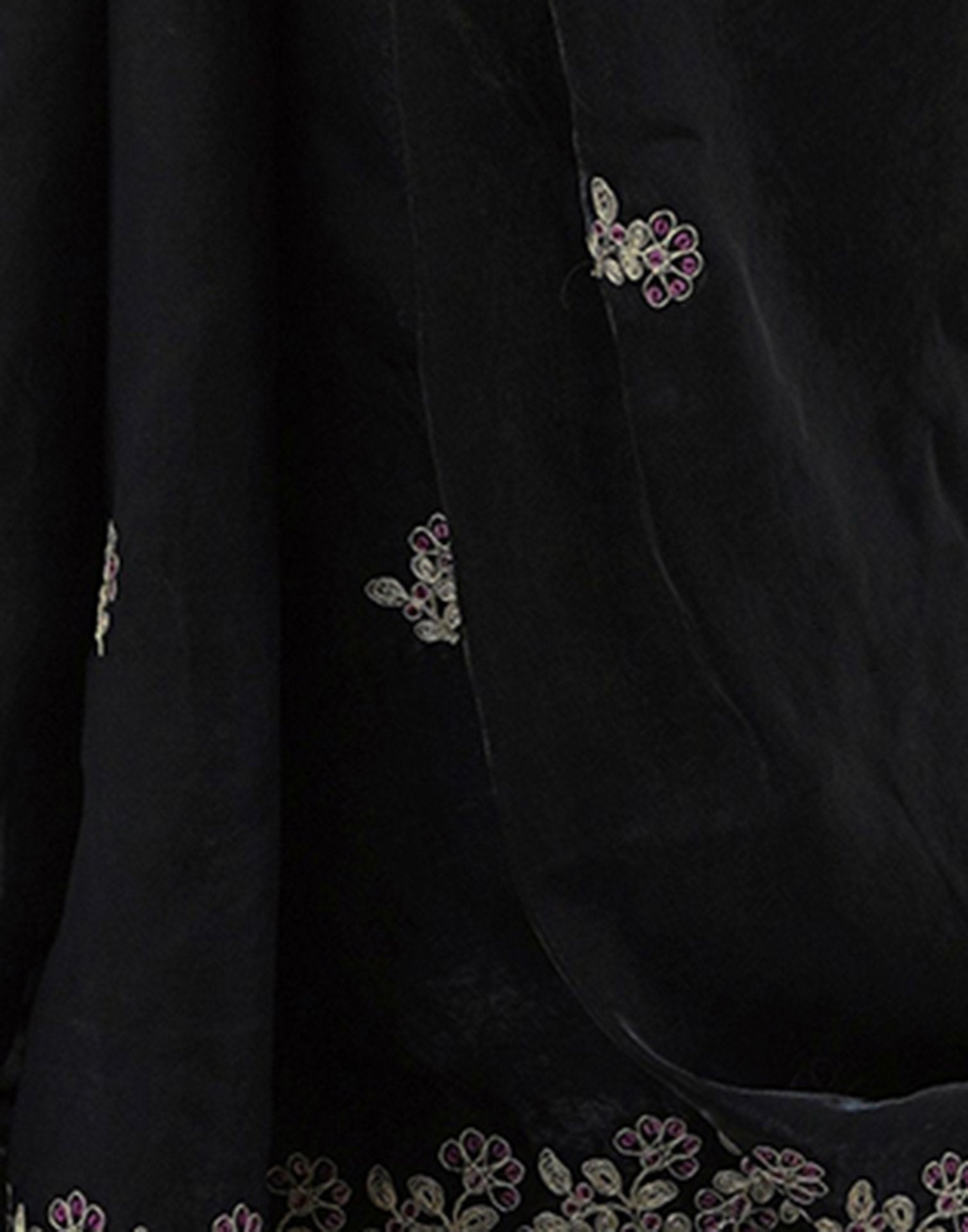 Black Tissue Silk Sequence Embroidery Saree