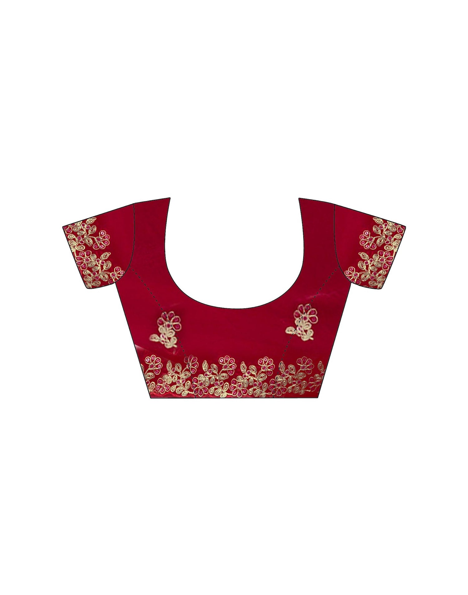 Red Tissue Silk Sequence Embroidery Saree