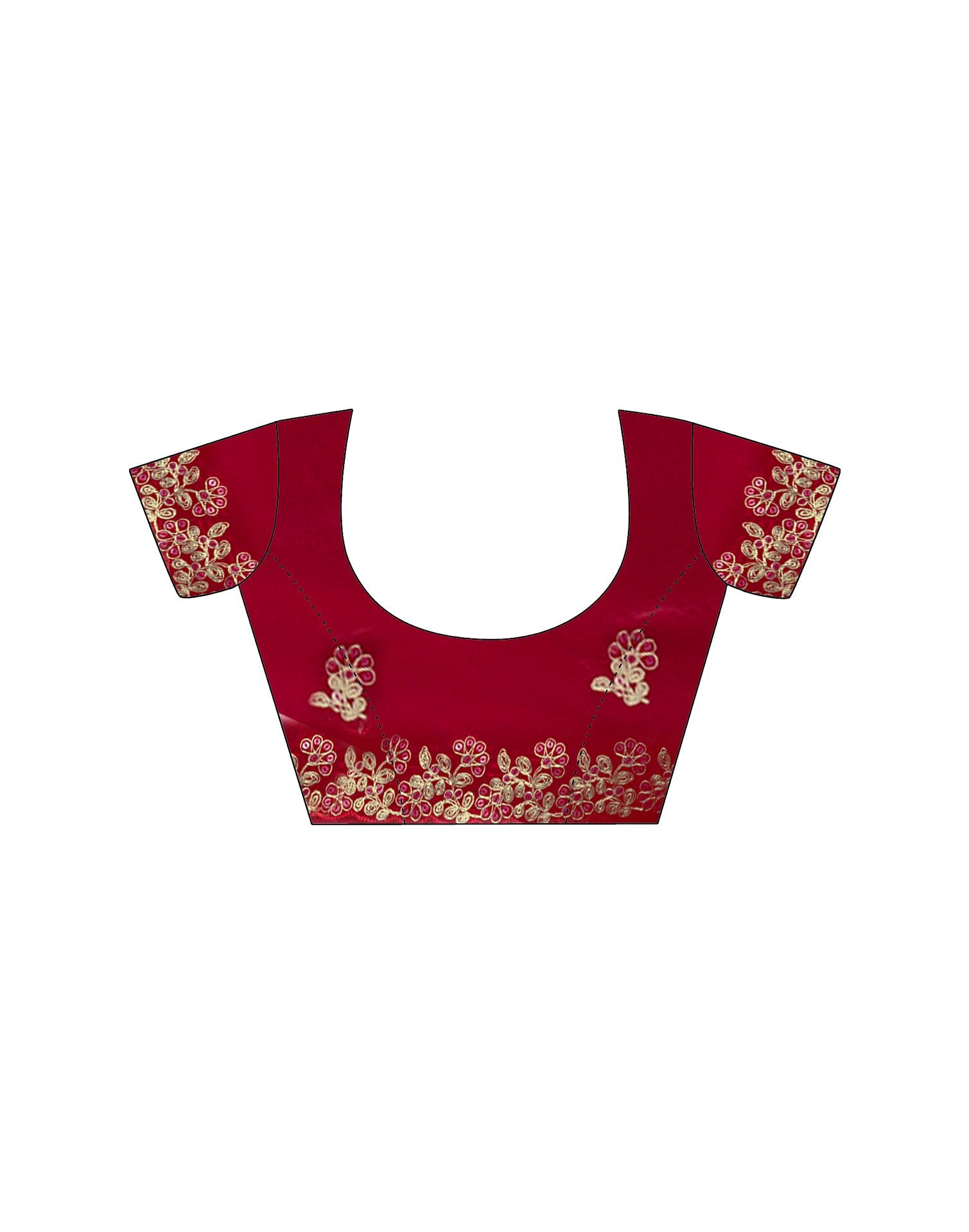 Red Tissue Silk Sequence Embroidery Saree