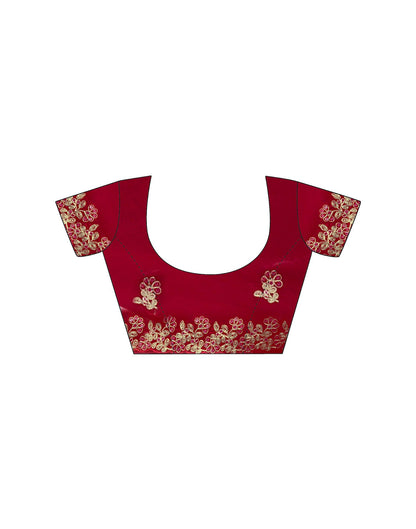 Red Tissue Silk Sequence Embroidery Saree