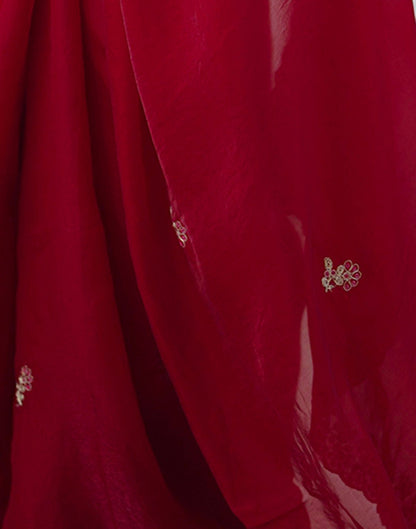 Red Tissue Silk Sequence Embroidery Saree