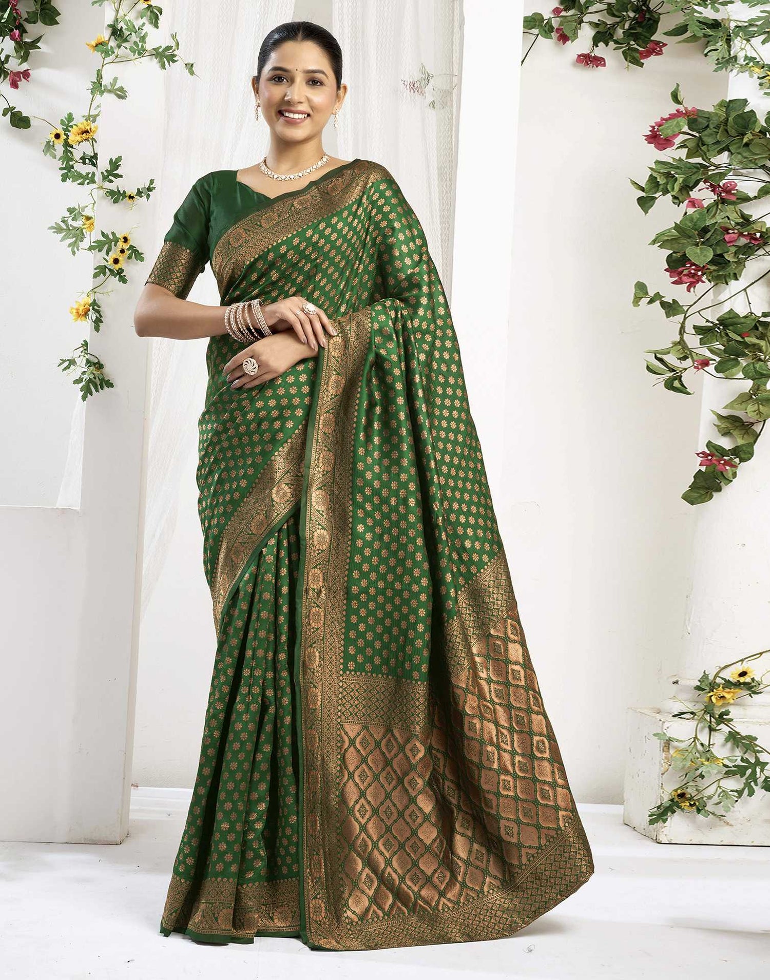 Green Silk Woven Banarasi Saree