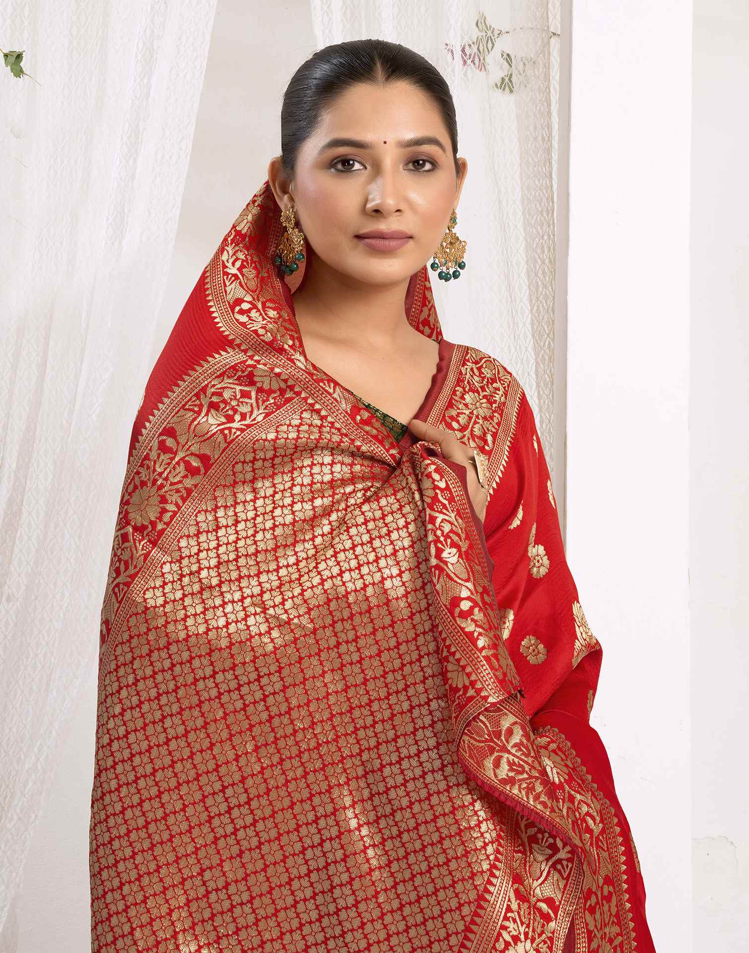Red Silk Woven Banarasi Saree