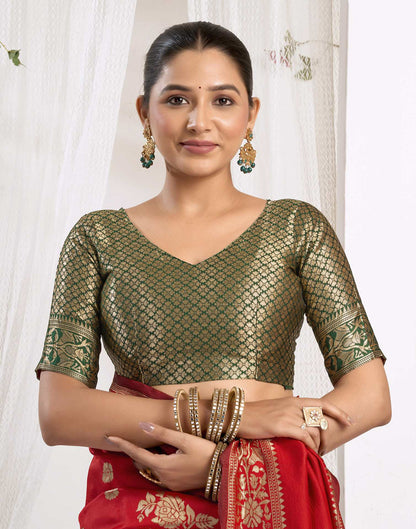 Red Silk Woven Banarasi Saree