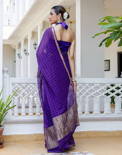 Dark Purple Silk Woven Saree