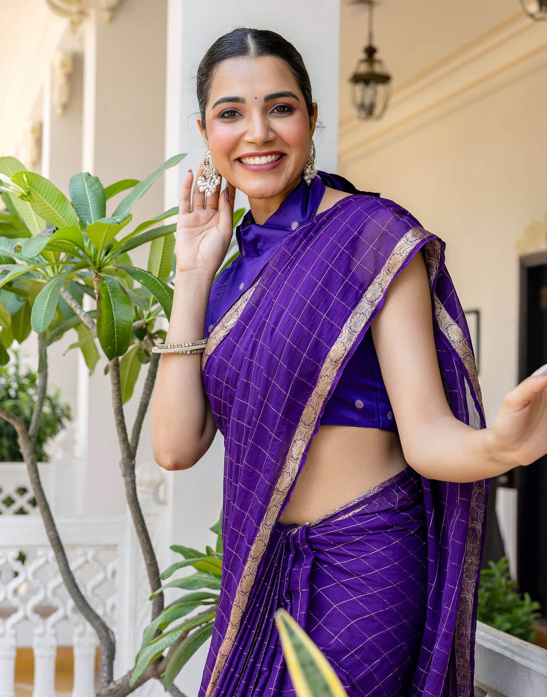 Dark Purple Silk Woven Saree