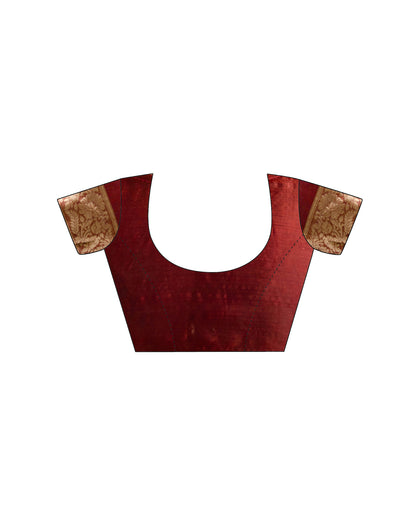 Dark Red Shimmer Woven Saree