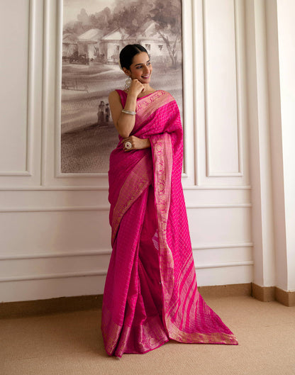 Rani Pink Silk Woven Saree