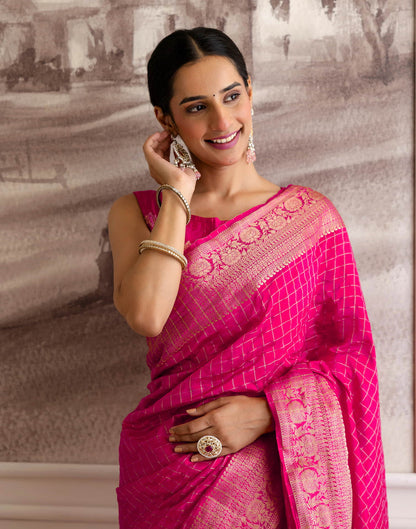 Rani Pink Silk Woven Saree