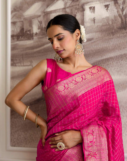 Rani Pink Silk Woven Saree