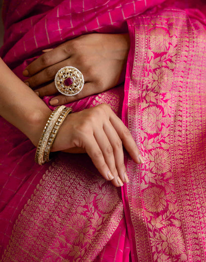 Rani Pink Silk Woven Saree