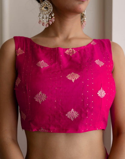 Rani Pink Silk Woven Saree