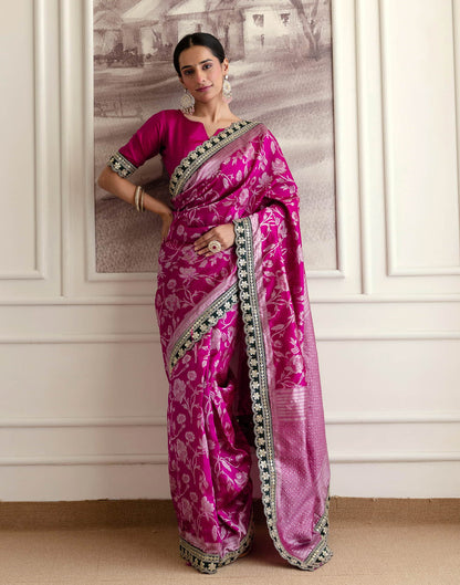 Magenta Silk Woven Saree
