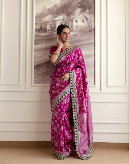 Magenta Silk Woven Saree