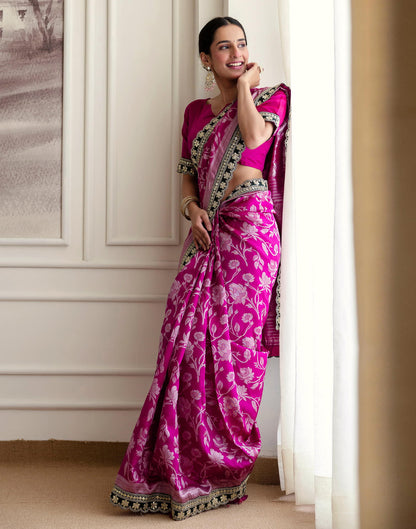 Magenta Silk Woven Saree