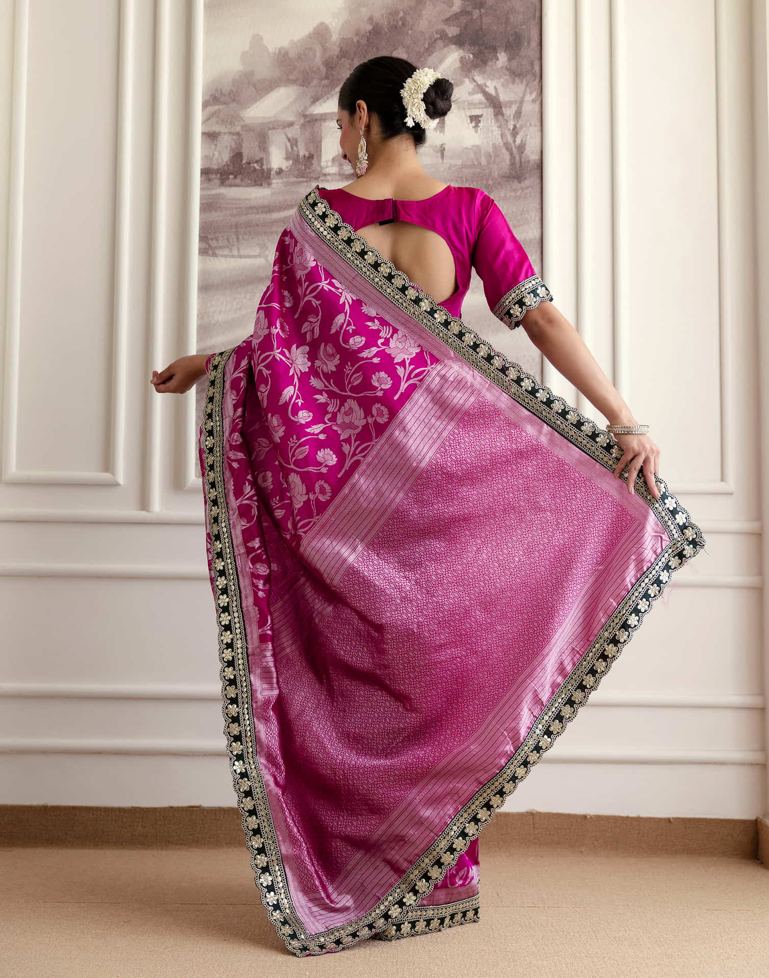 Magenta Silk Woven Saree