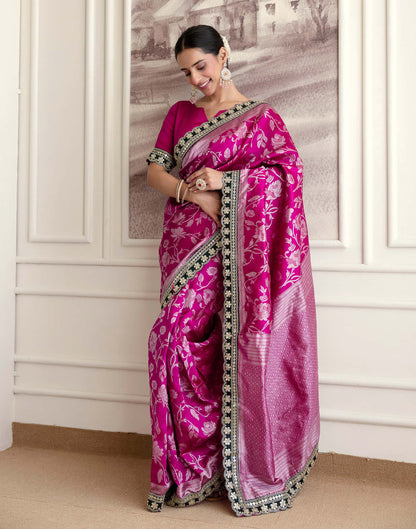 Magenta Silk Woven Saree