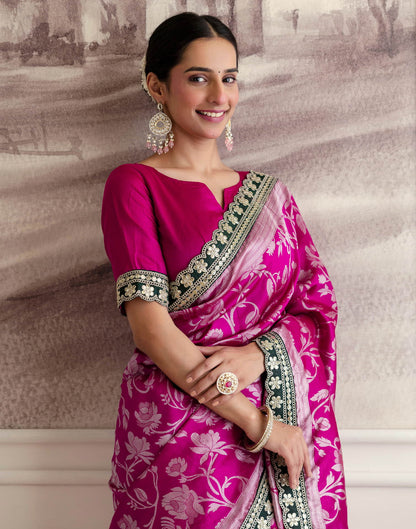 Magenta Silk Woven Saree