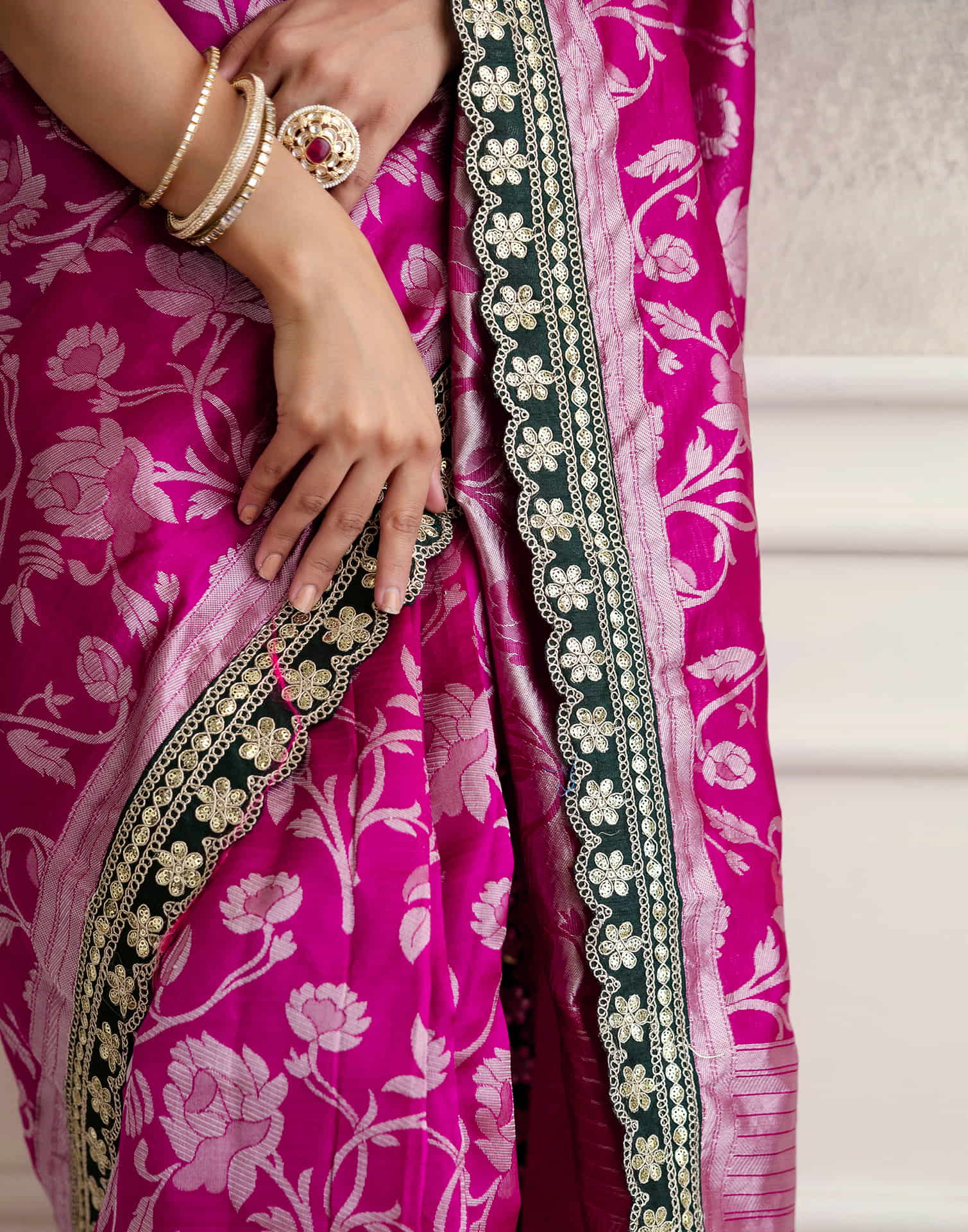 Magenta Silk Woven Saree