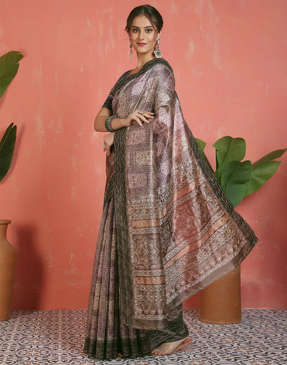 Mehandi Green Silk Printed Saree