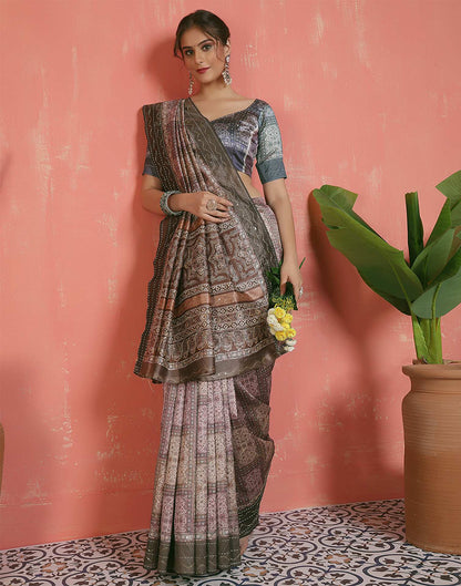 Mehandi Green Silk Printed Saree