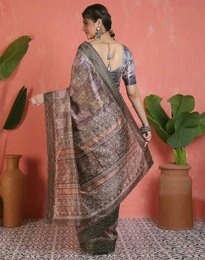 Mehandi Green Silk Printed Saree