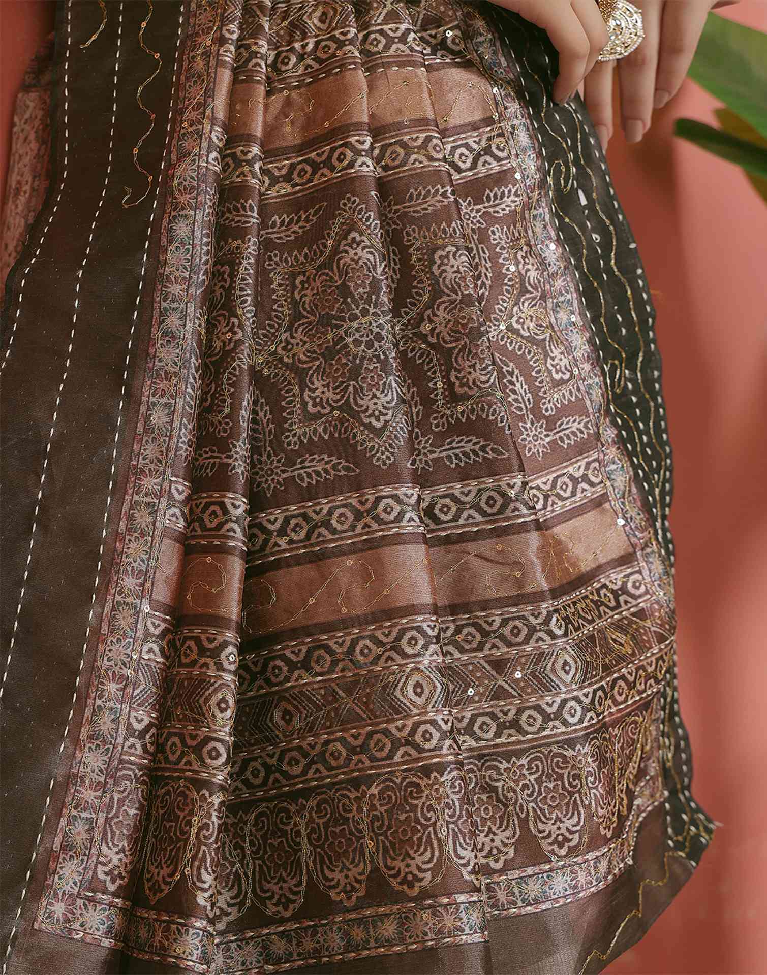 Mehandi Green Silk Printed Saree