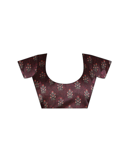 Maroon Silk Printed Saree