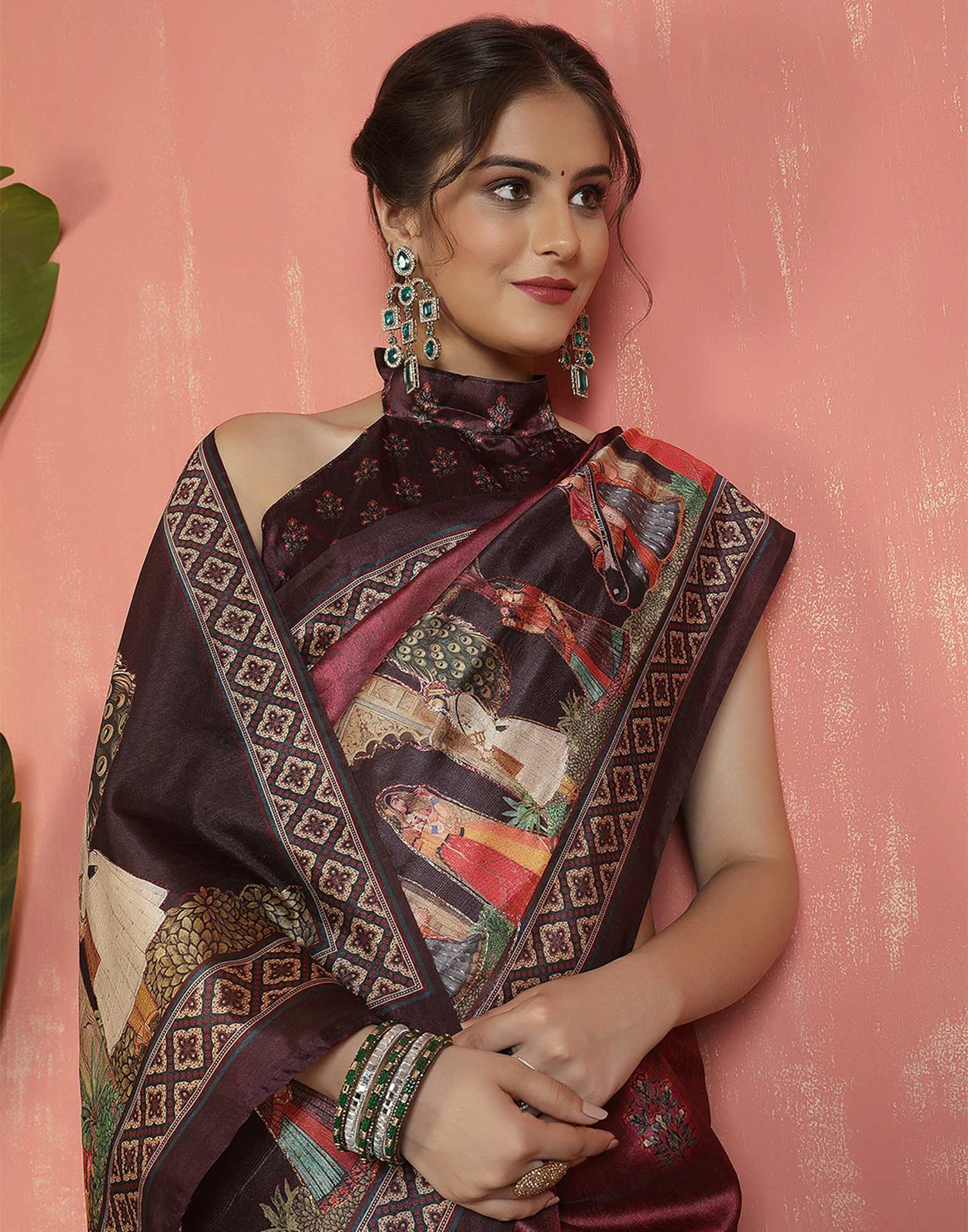 Maroon Silk Printed Saree