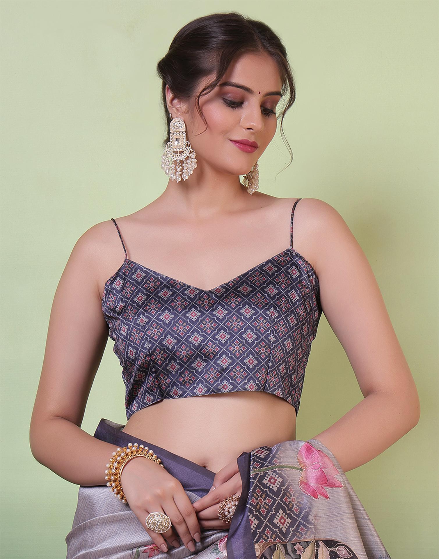 Grey Silk Printed Saree