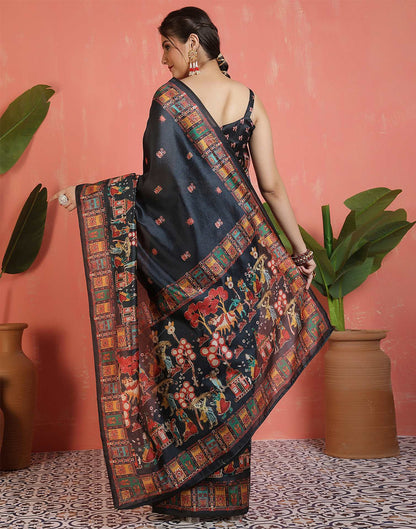 Black Silk Printed Saree