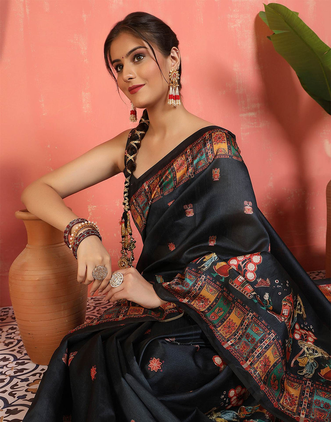 Black Silk Printed Saree