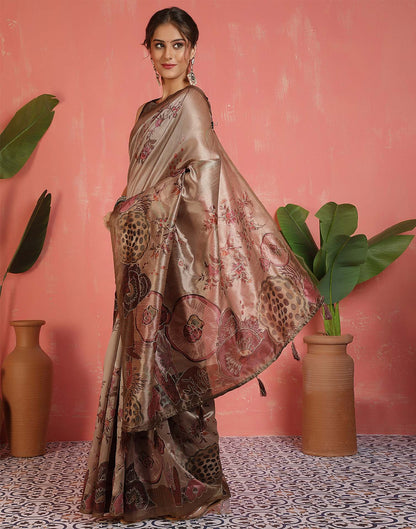 Mauve Silk Printed Saree