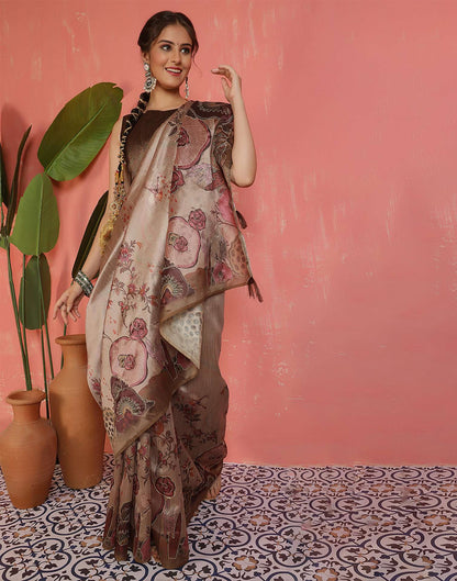 Mauve Silk Printed Saree