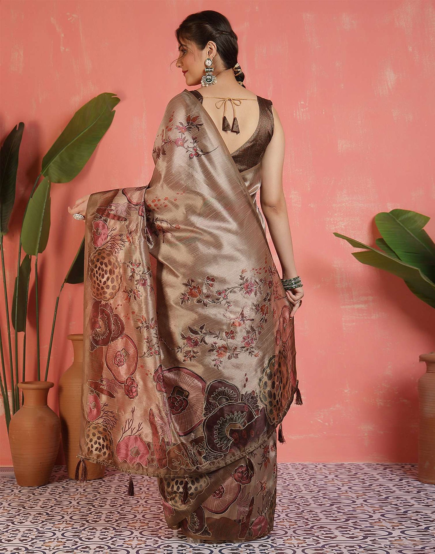 Mauve Silk Printed Saree