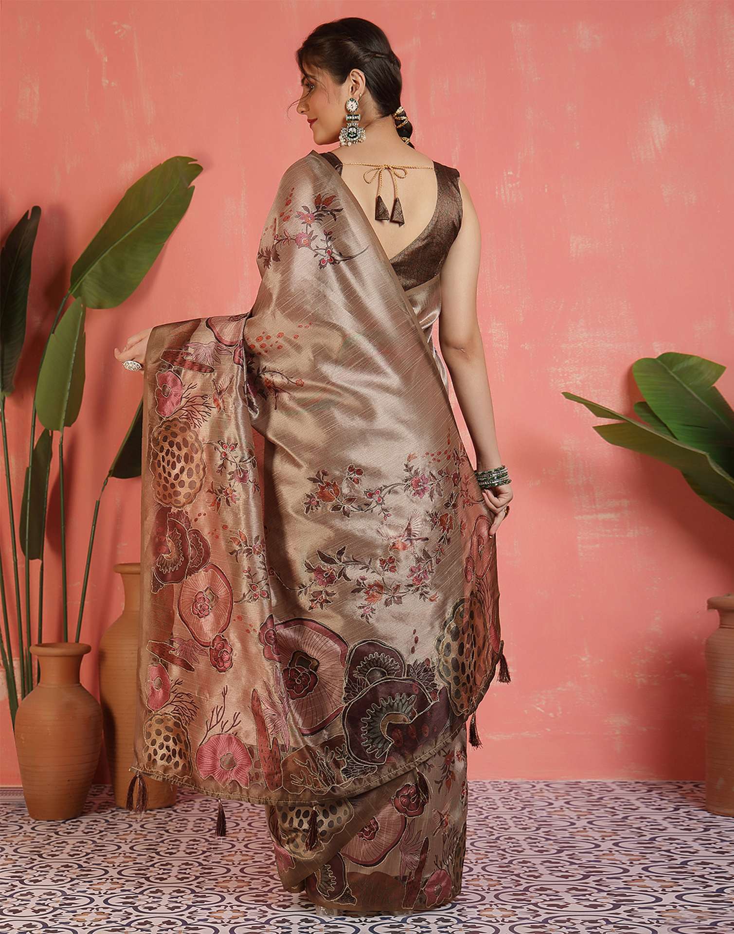Mauve Silk Printed Saree