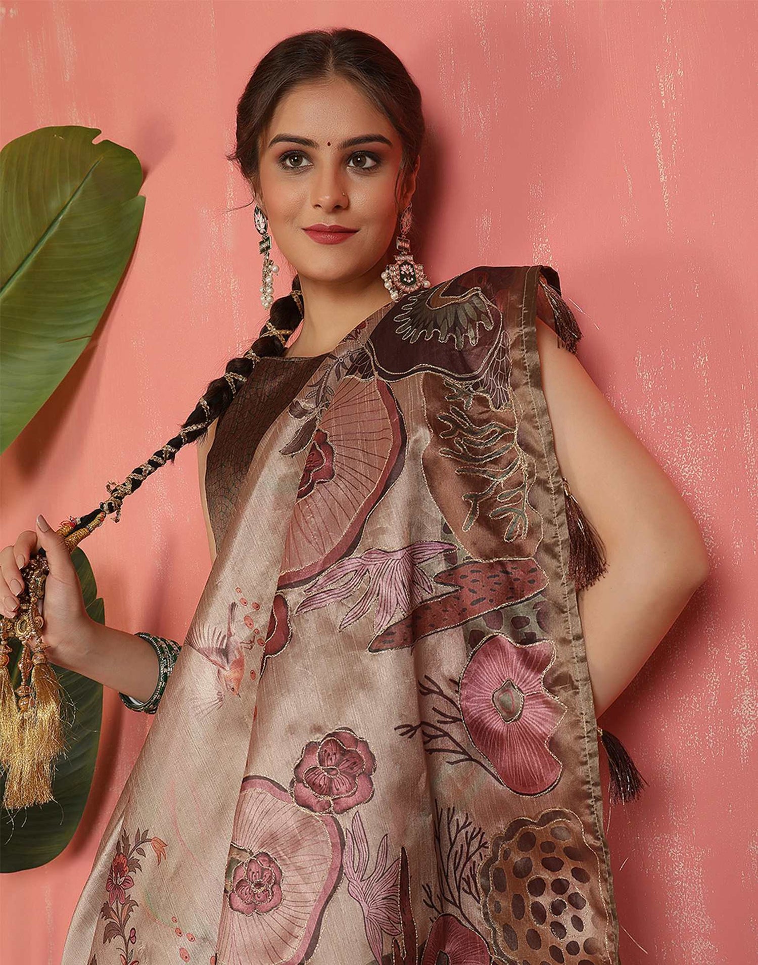 Mauve Silk Printed Saree