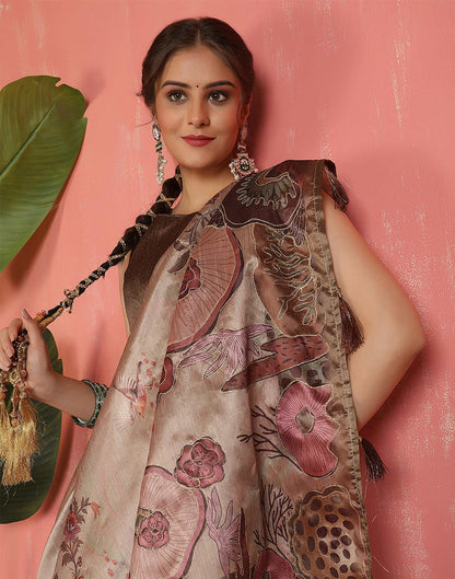 Mauve Silk Printed Saree