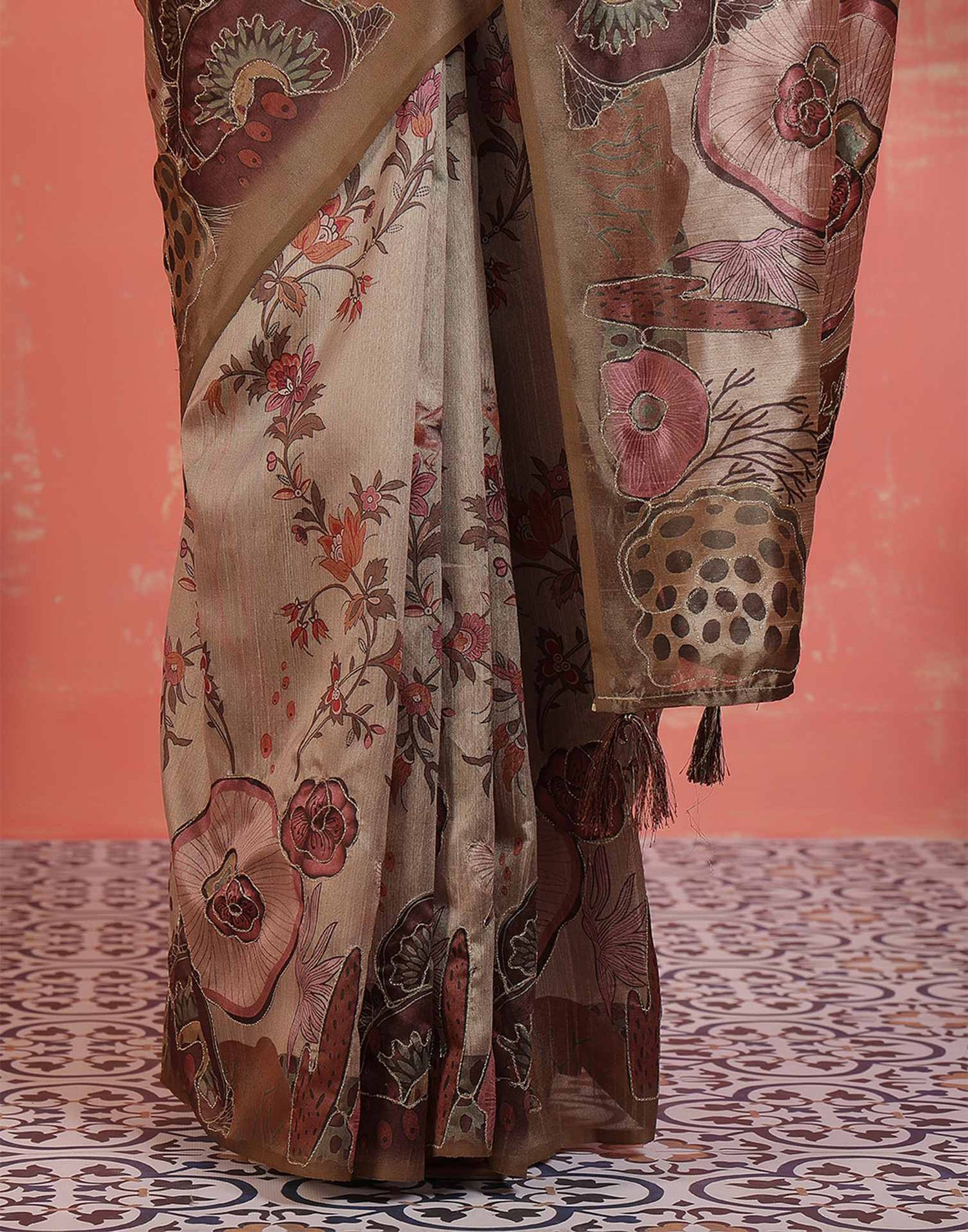 Mauve Silk Printed Saree