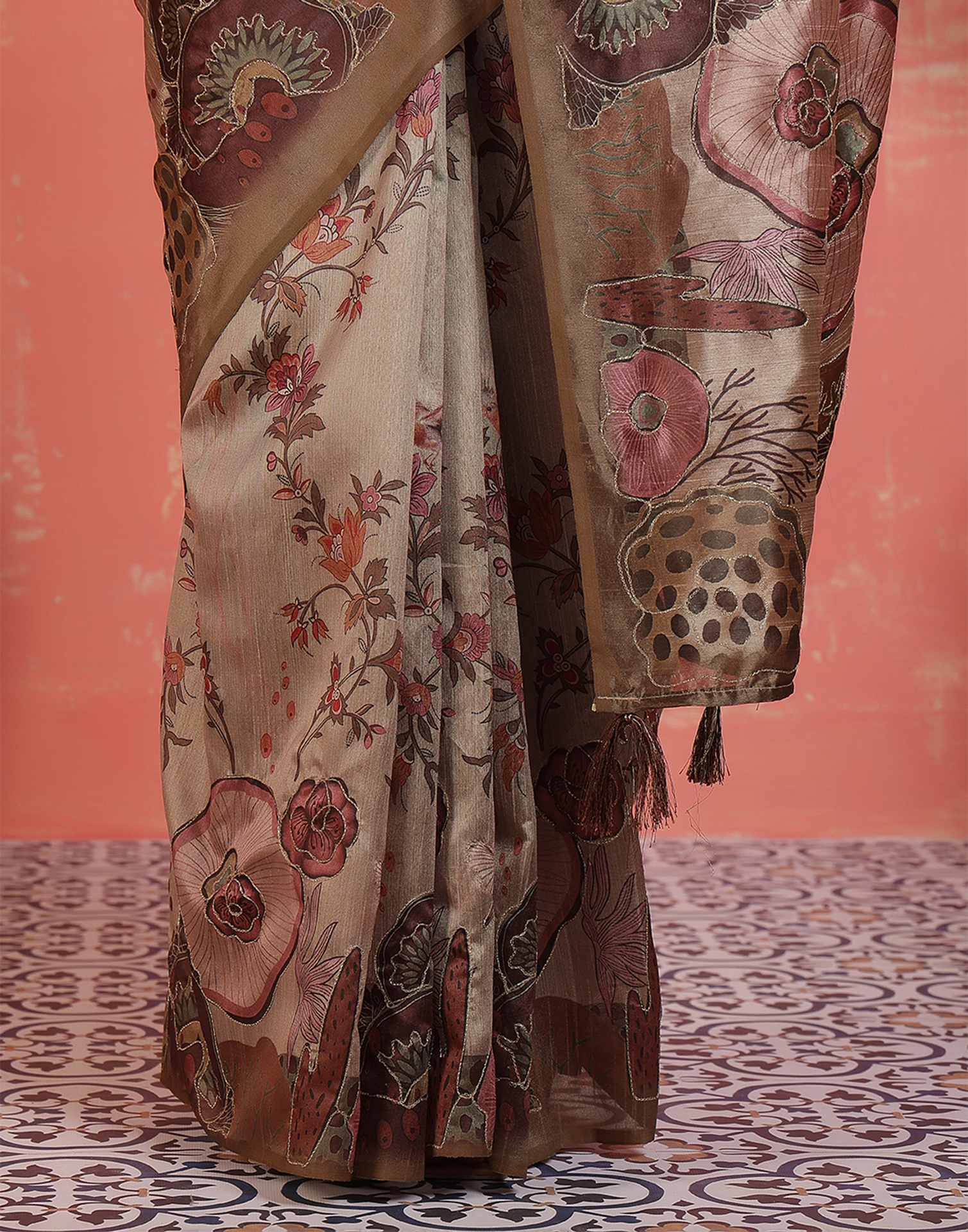 Mauve Silk Printed Saree