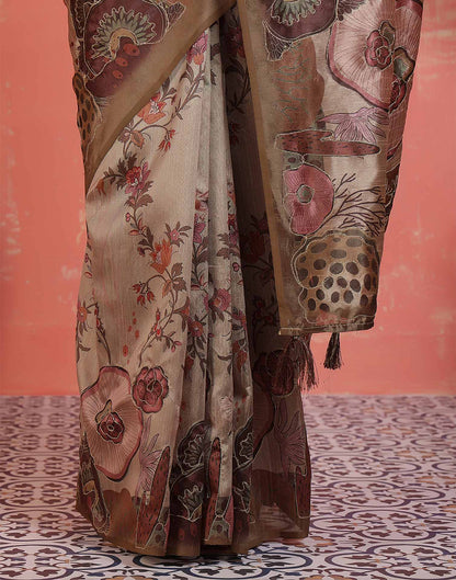 Mauve Silk Printed Saree
