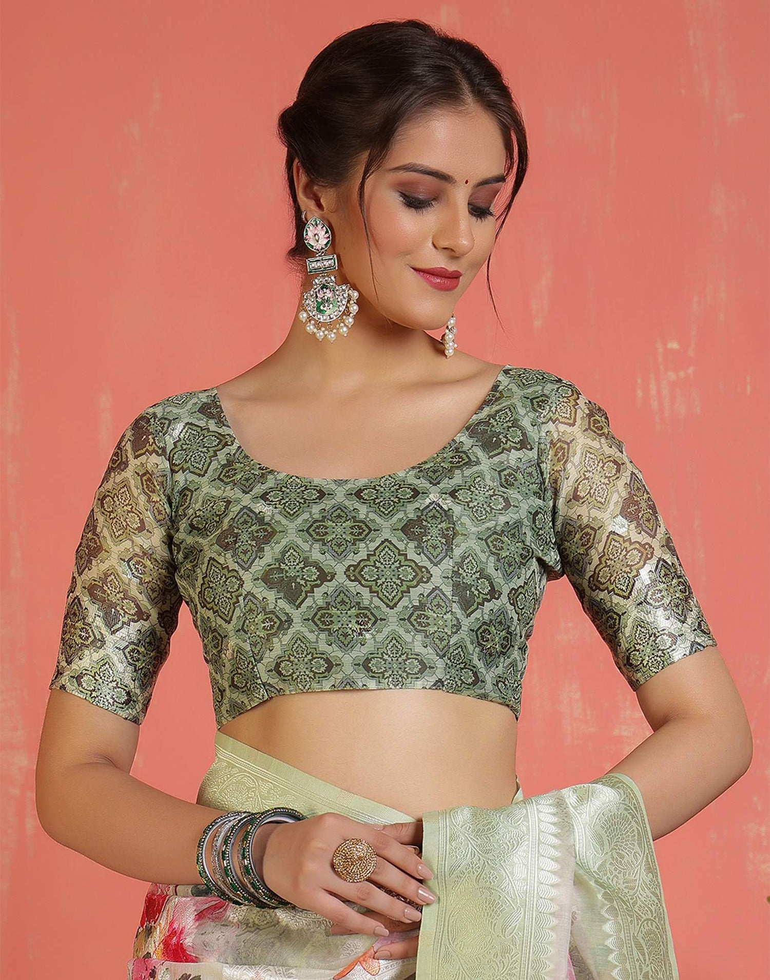 Pista Green Chanderi Woven Saree
