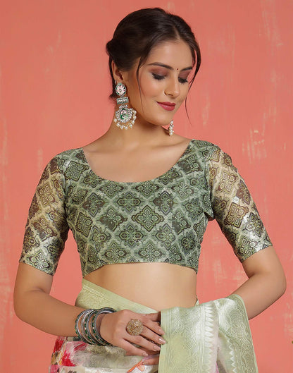 Pista Green Chanderi Woven Saree