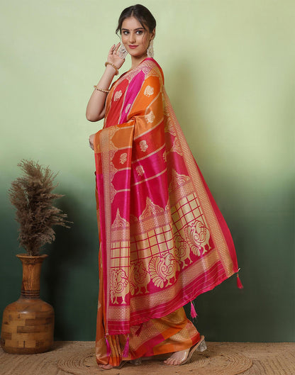 Pink Silk Woven Saree