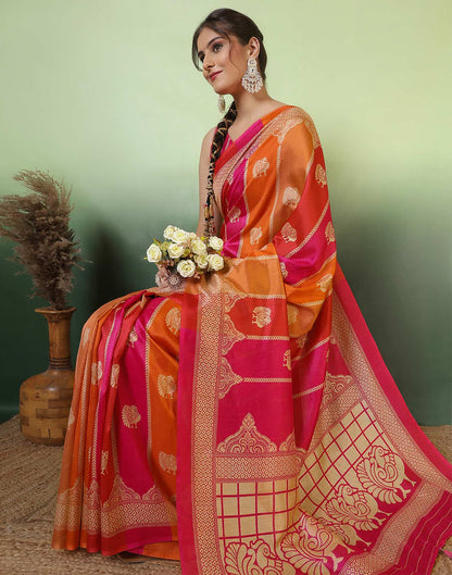 Pink Silk Woven Saree