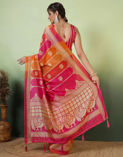 Pink Silk Woven Saree