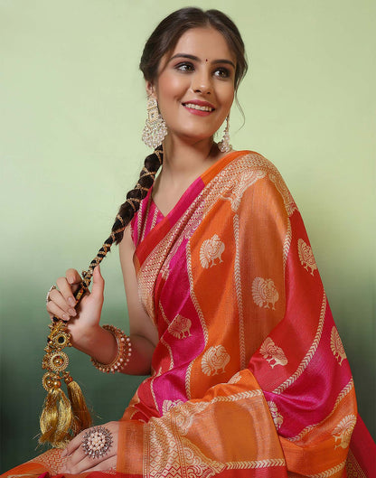 Pink Silk Woven Saree