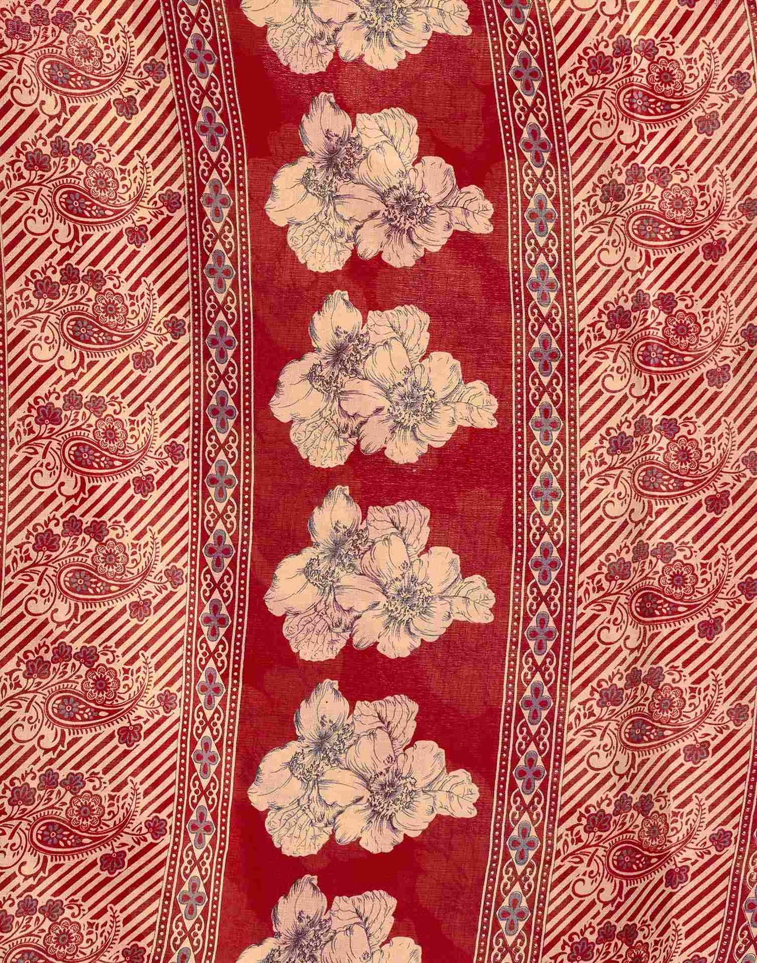 Red Cotton Floral Printed Saree